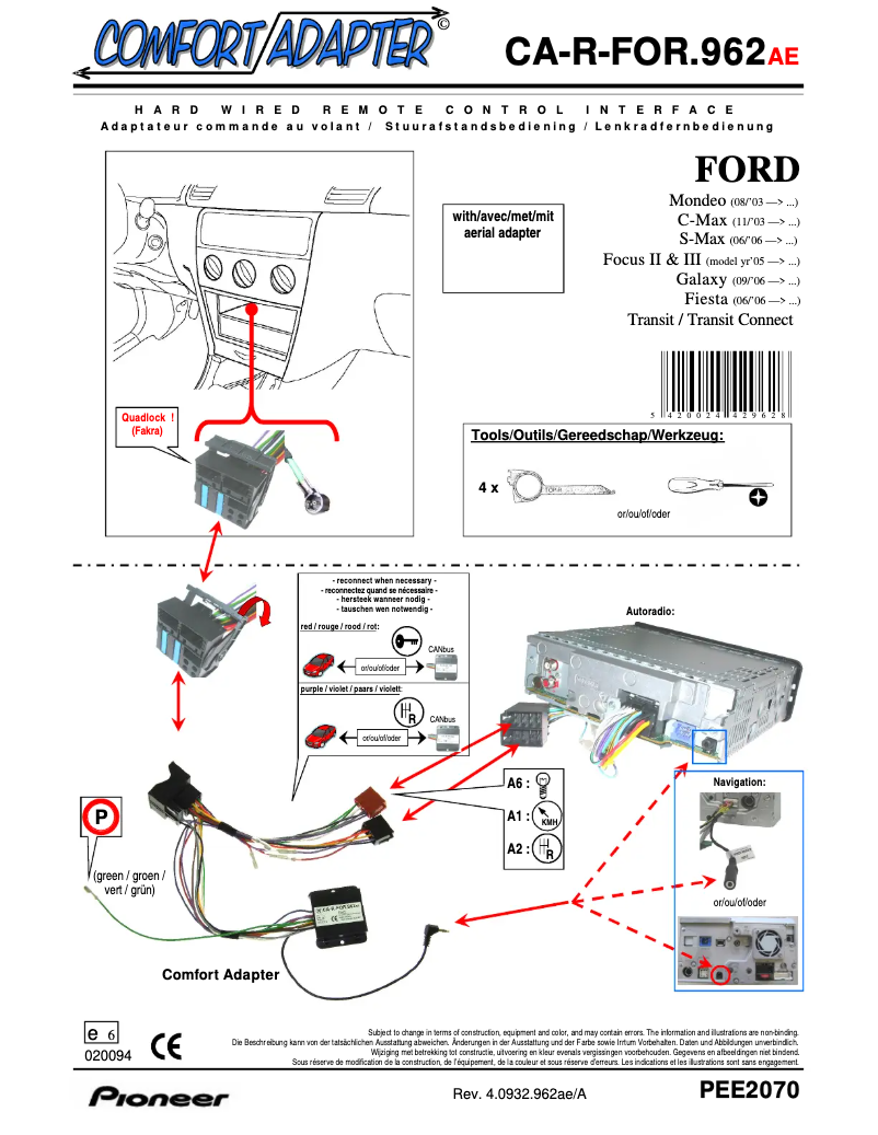 Página 1 del manual Manual de usuario Pioneer CA-R-FOR.962AE