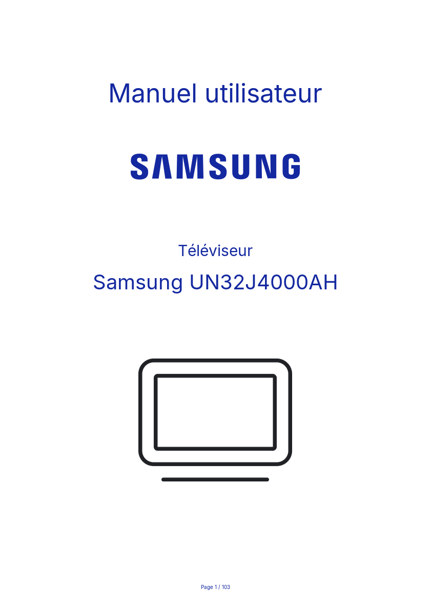 Page n°1 - Manuel utilisateur Samsung UN32J4000AH