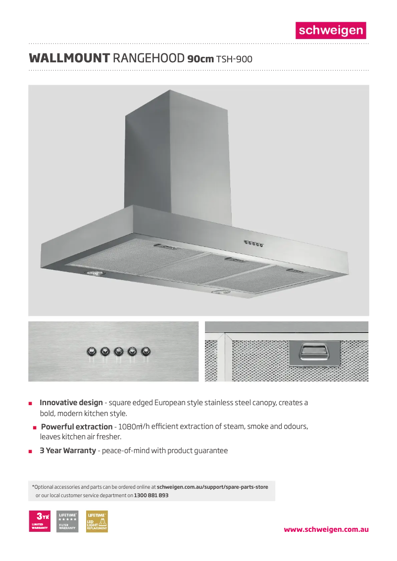 Page 1 de la notice Fiche technique Schweigen TSH-900