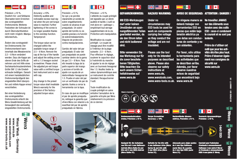 Page 1 de la notice Manuel utilisateur Wera 1460 ESD