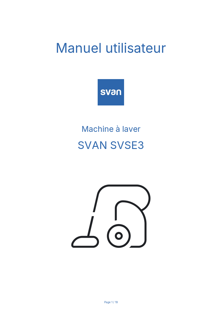 Image de la première page du manuel de l'appareil SVSE3