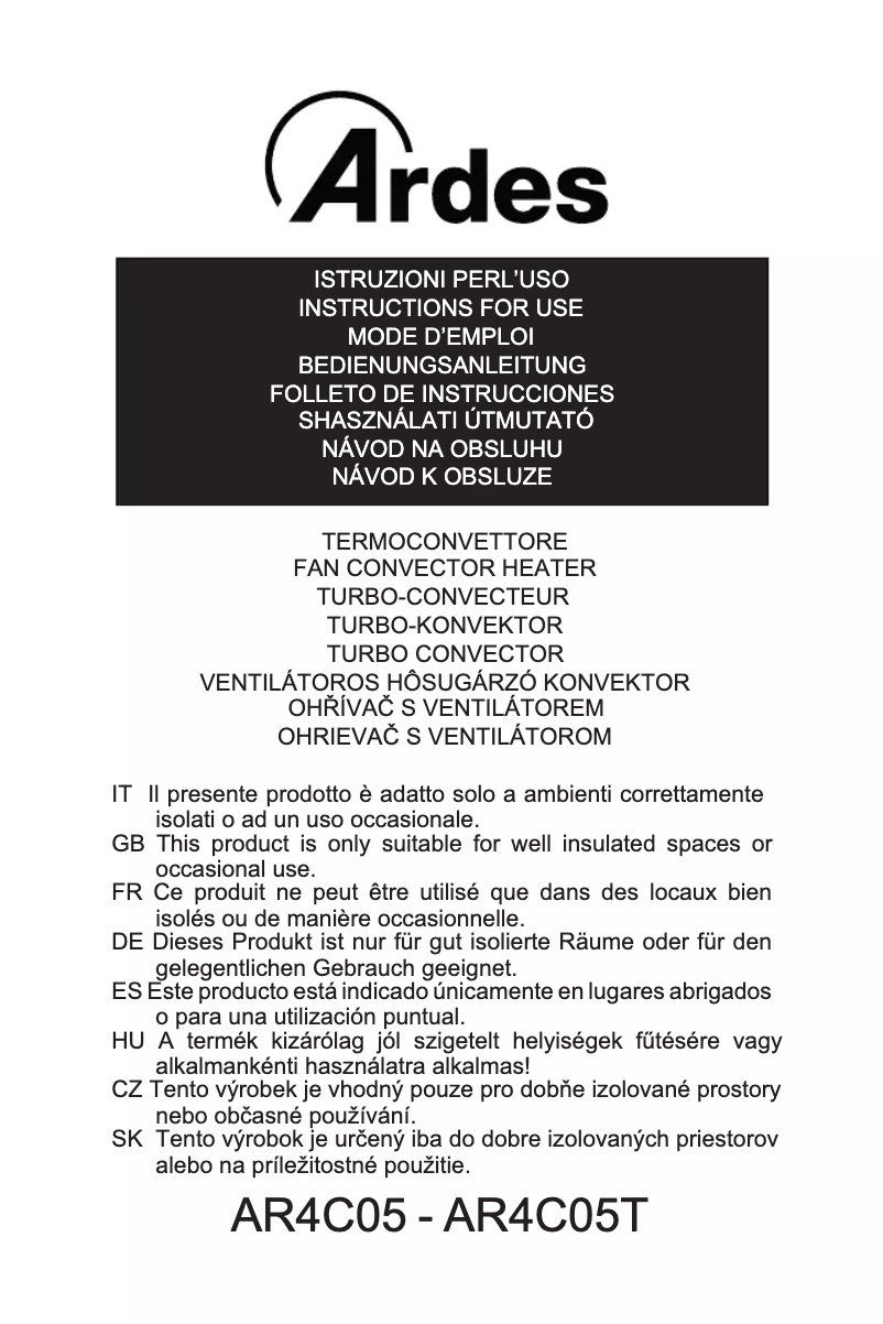 Page n°1 - Manuel utilisateur Ardes AR4C05T