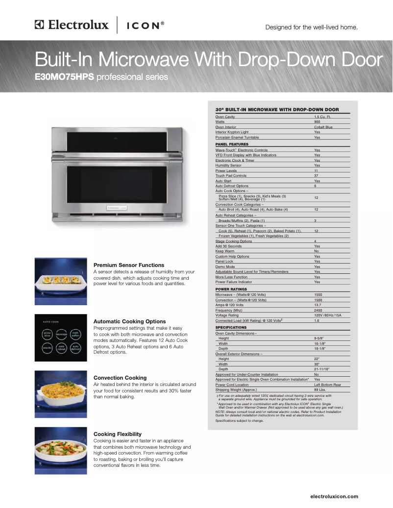 Page n°1 - Fiche technique Electrolux ICON ICON E30MO75HPS