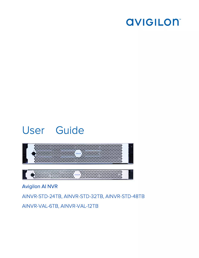 Page 1 de la notice Manuel utilisateur Avigilon AINVR-VAL-12TB