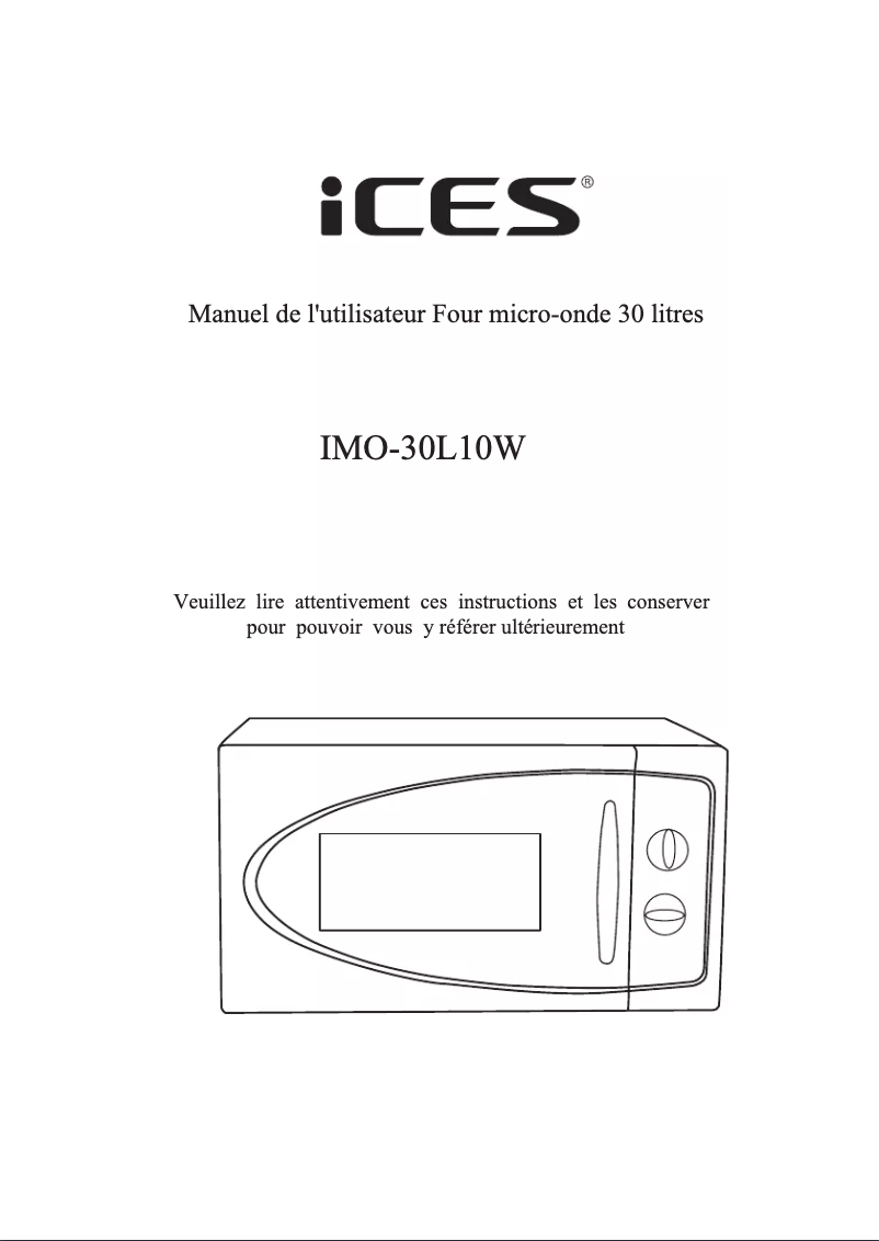 Page 1 de la notice Manuel utilisateur Ices IMO-30L10W