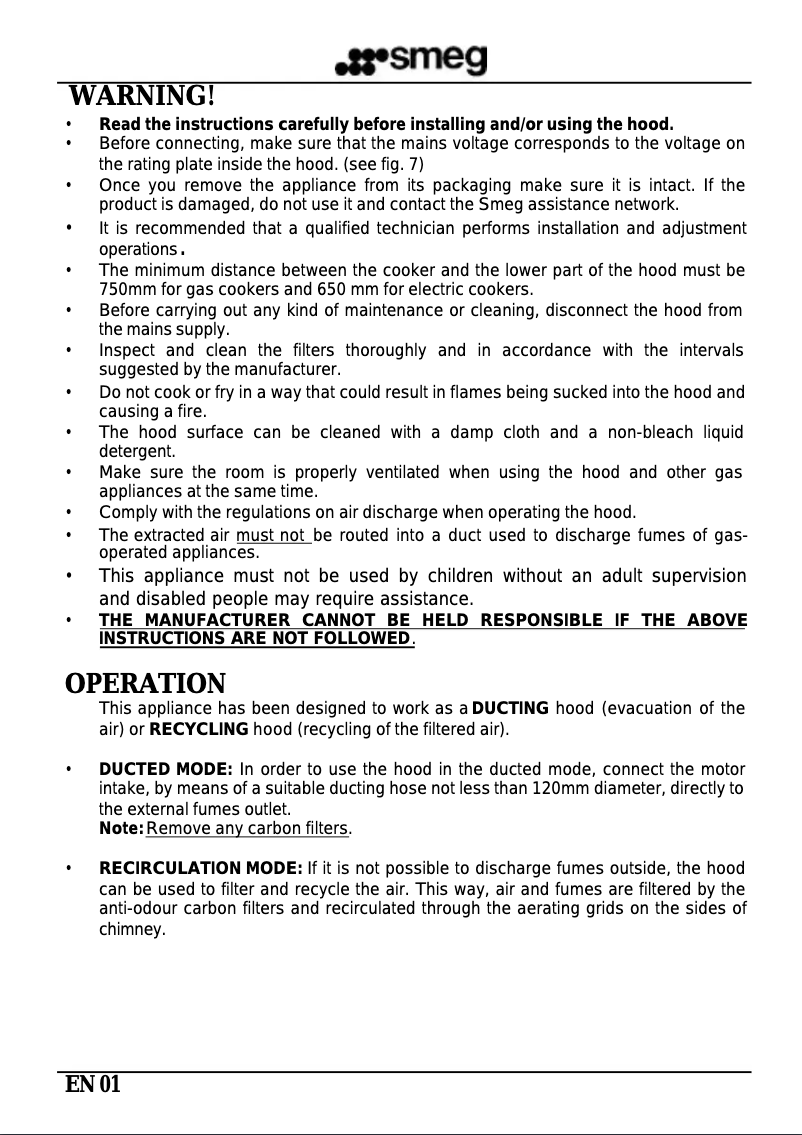 Page 1 de la notice Mode d'emploi Smeg KSE6500X