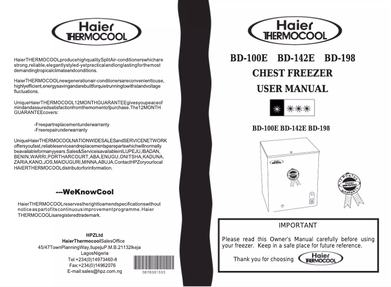 Image de la première page du manuel de l'appareil BD-100E