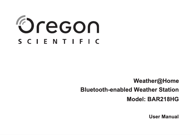 Page 1 de la notice Manuel utilisateur Oregon Scientific BAR218HG