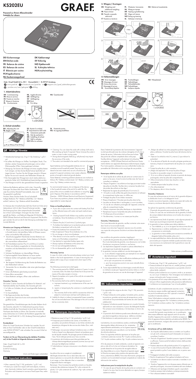 Página 1 del manual Manual de usuario Graef KS202