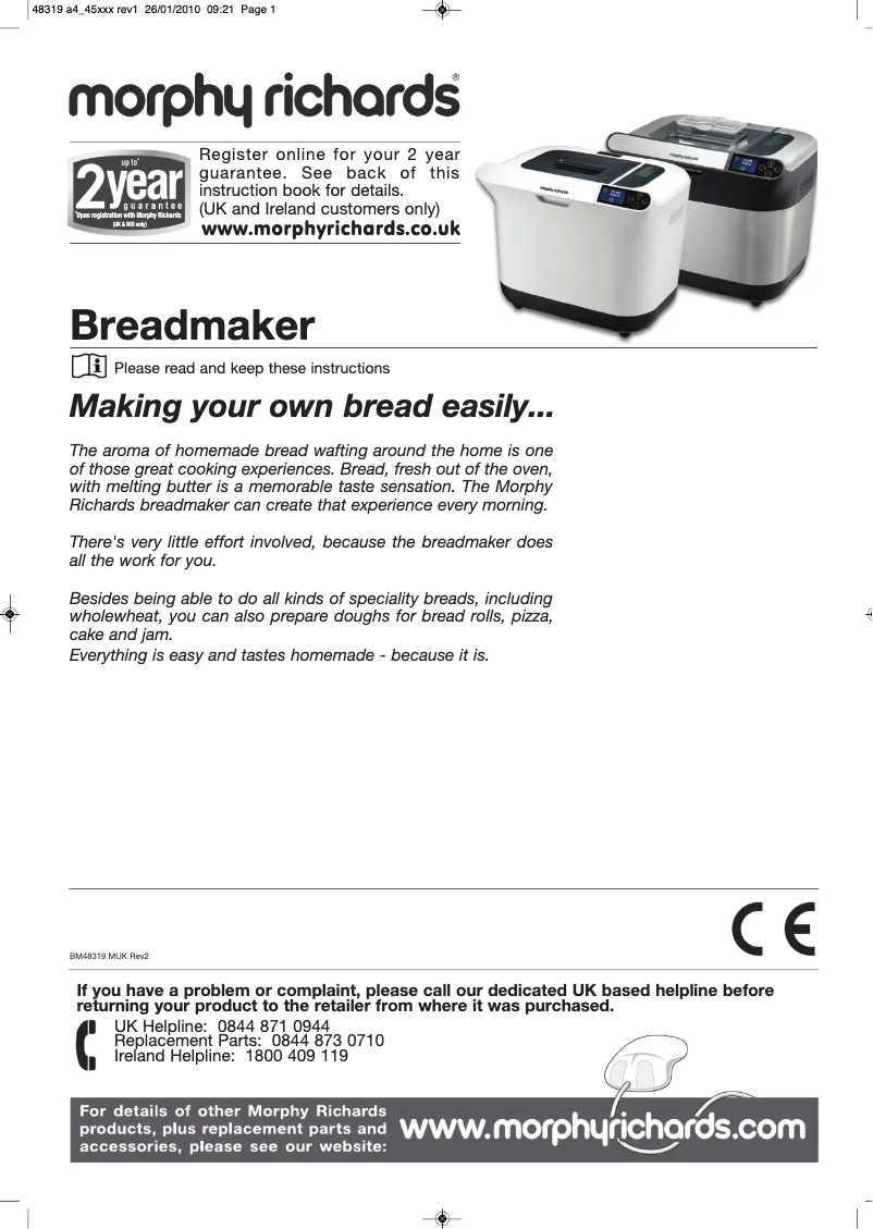 Page 1 de la notice Manuel utilisateur Morphy Richards 48320