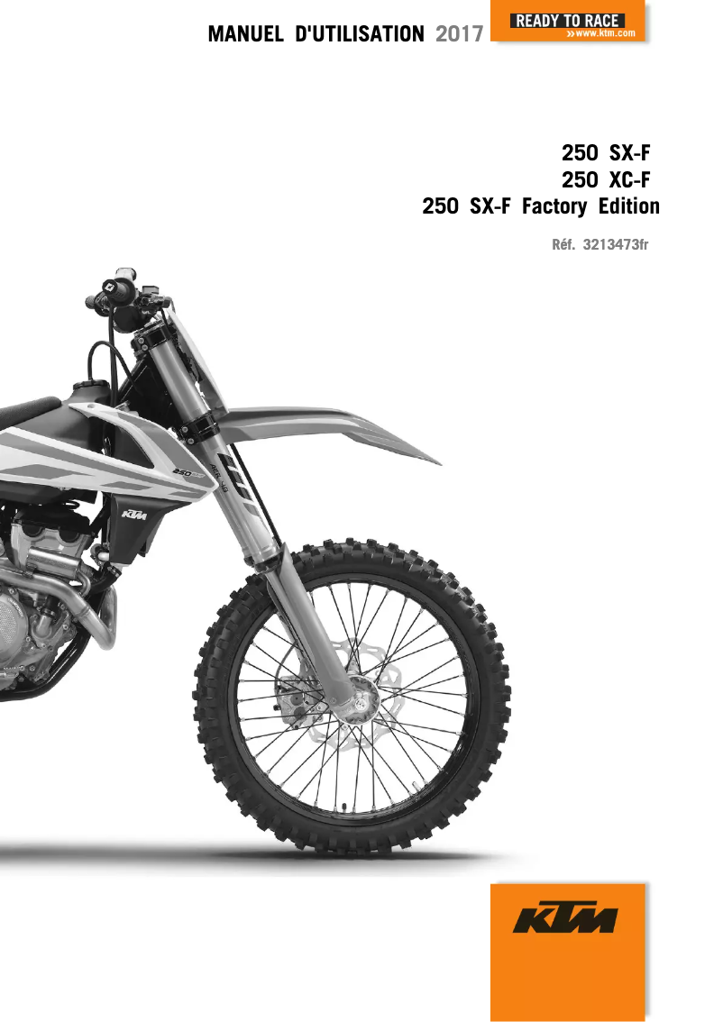 Page 1 de la notice Manuel utilisateur KTM 250 SX-F Factory Edition (2017)