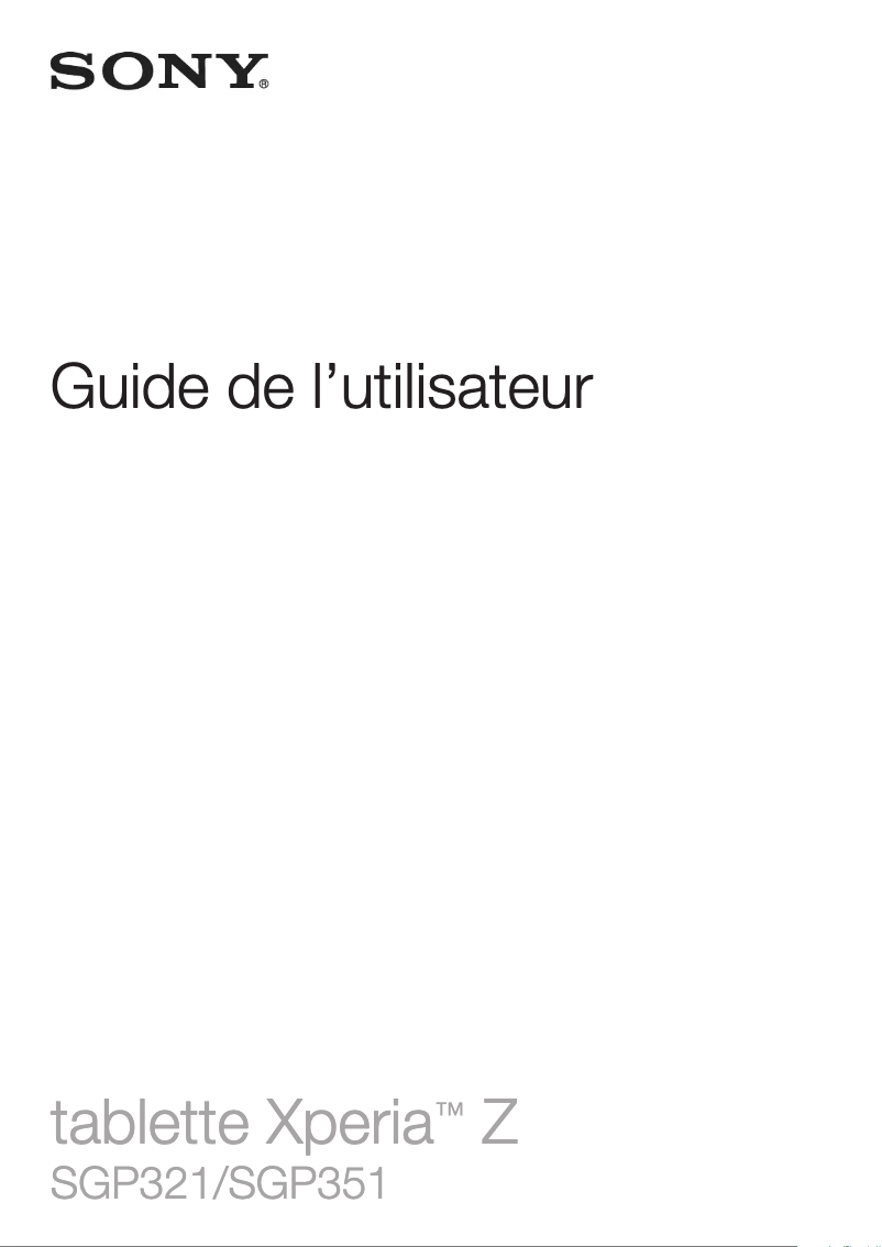 Page n°1 - Manuel utilisateur Sony Xperia Z SGP321