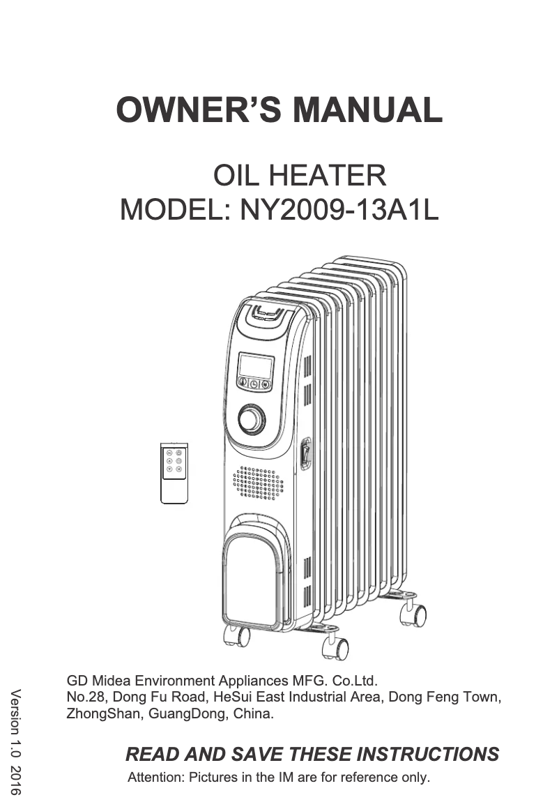 Page 1 de la notice Manuel utilisateur Midea NY2009-13A1L