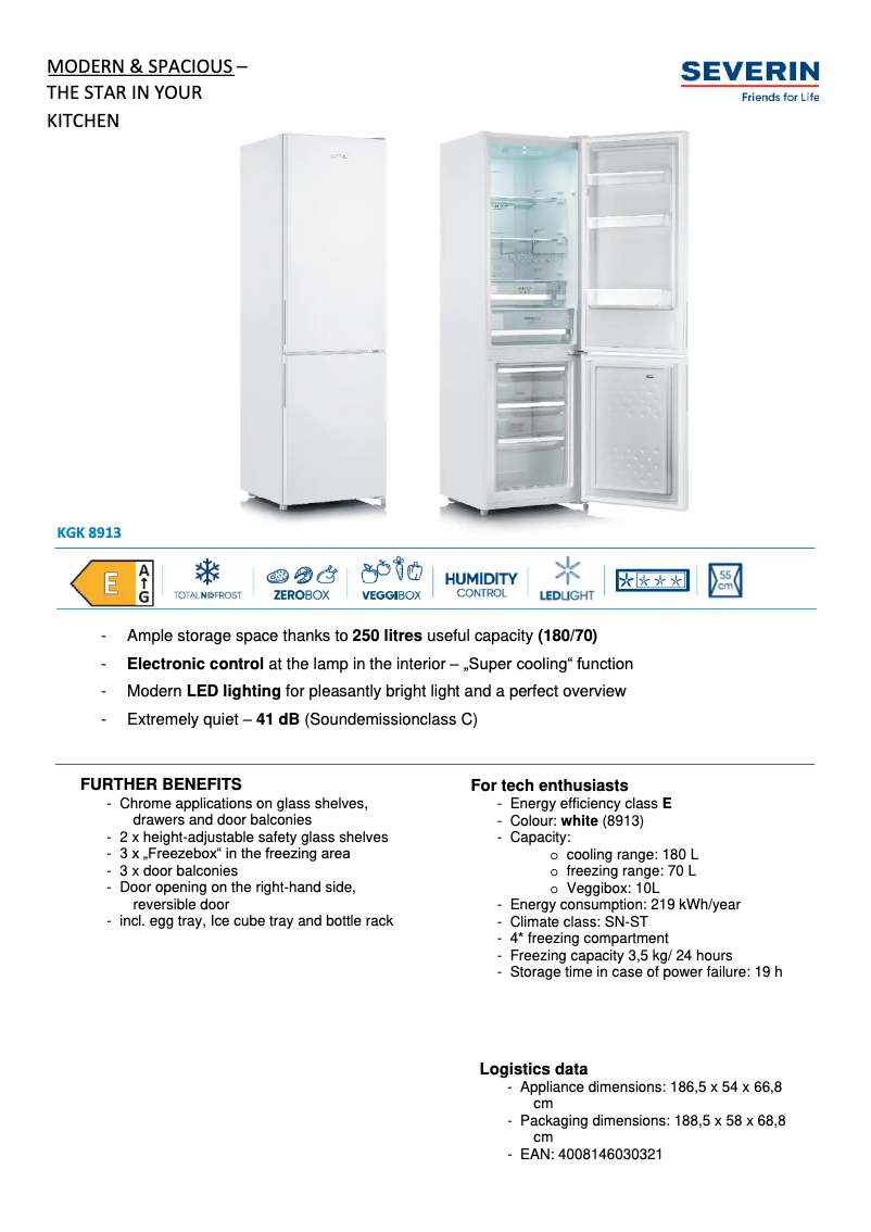 Page n°1 - Fiche technique Severin KGK 8913