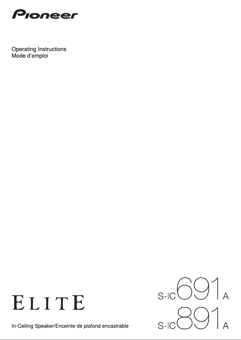 Page n°1 - Manuel utilisateur Pioneer Elite S-IC891A