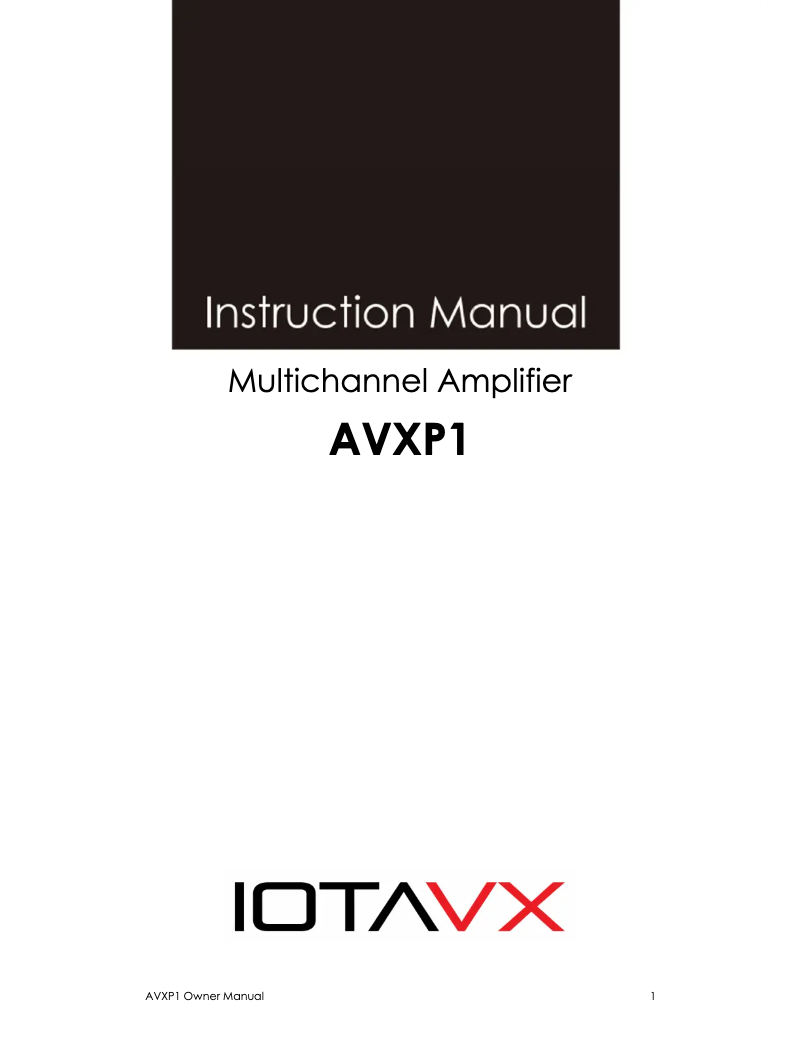 Page n°1 - Manuel utilisateur IOTAVX AVXP1