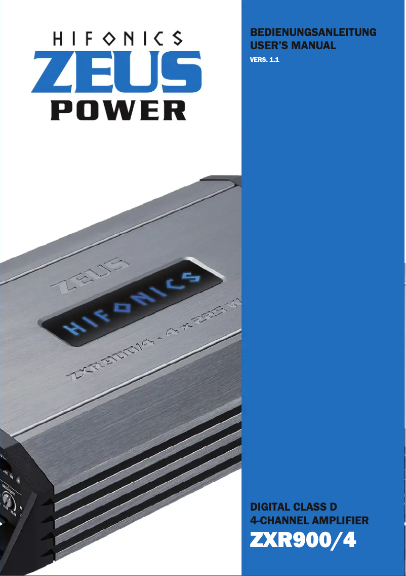 Page 1 de la notice Manuel utilisateur Hifonics Zeus Power ZXR900/4