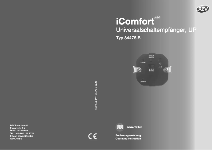 Page n°1 - Manuel utilisateur REV iComfort 84476-B