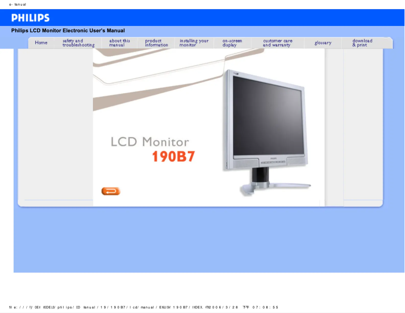 Page n°1 - Manuel utilisateur Philips 190B7CG