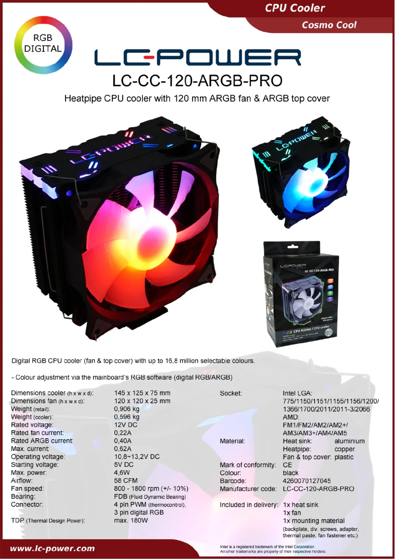 Image de la première page du manuel de l'appareil LC-CC-120-ARGB-PRO