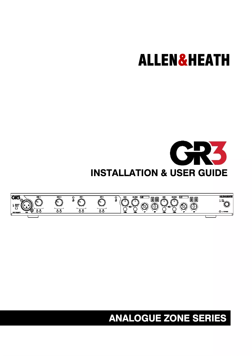 Page 1 de la notice Manuel utilisateur Allen & Heath GR3