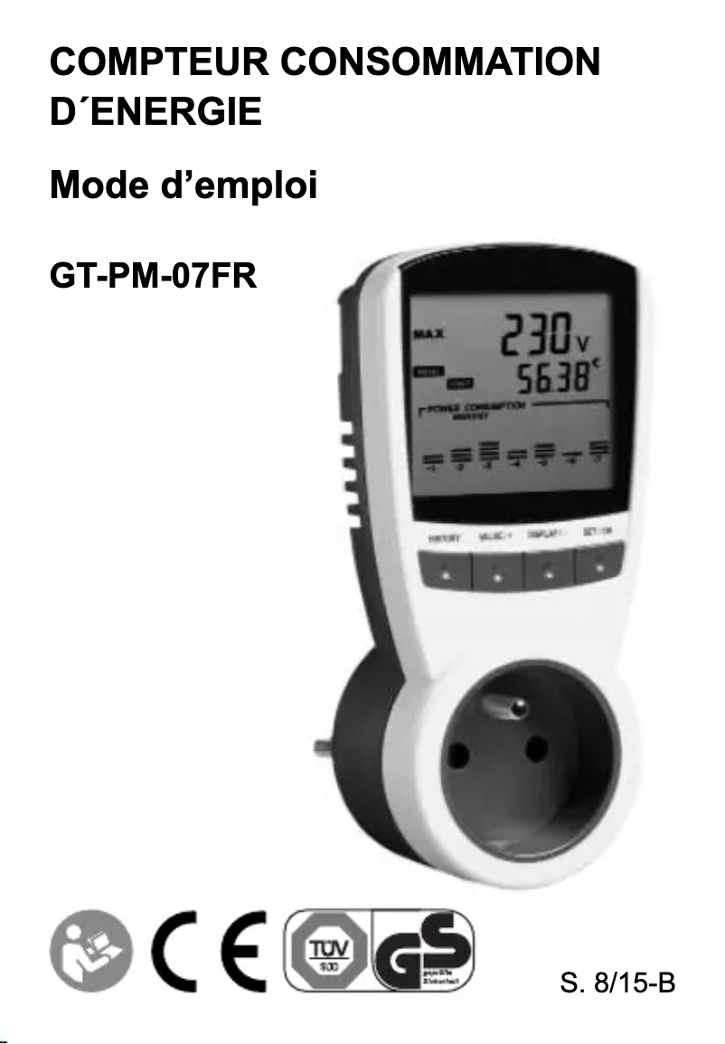 Page 1 de la notice Manuel utilisateur PANA GT-PM-07FR