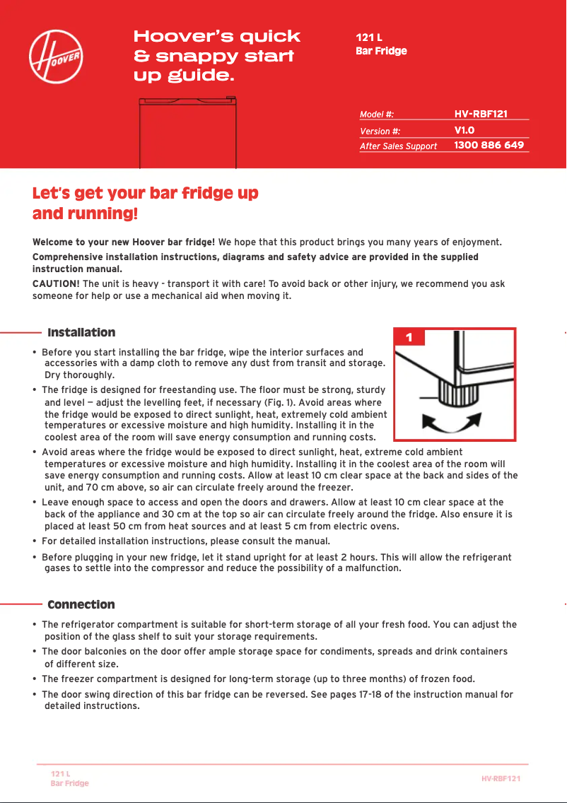 Page n°1 - Guide de démarrage rapide Hoover HV-RBF121
