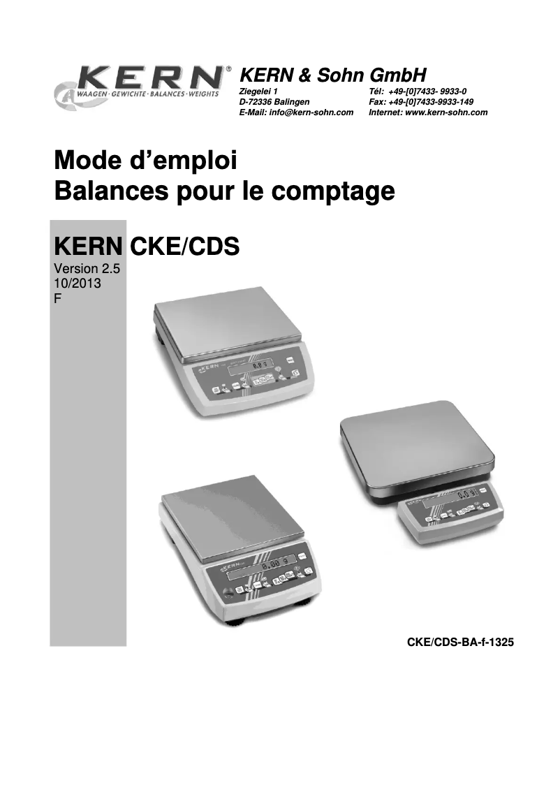 Page n°1 - Manuel utilisateur Kern CDS 16K0.1
