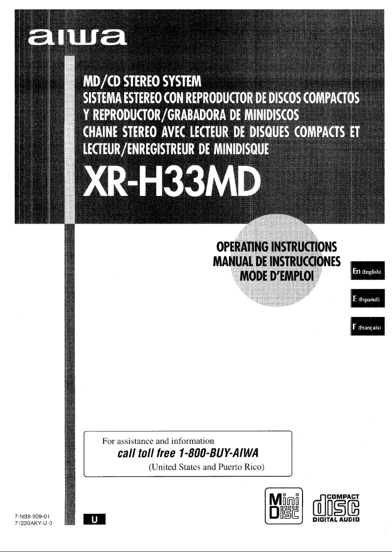 Imagen de la primera página del manual del dispositivo XR-H33MD