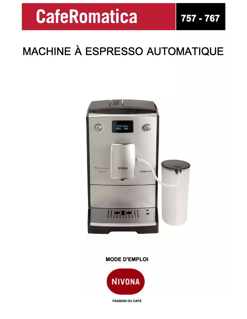 Page n°1 - Manuel utilisateur Nivona CafeRomatica 777