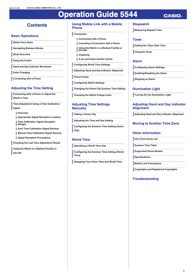 Page 1 de la notice Manuel utilisateur Casio G-Shock MTG-B1000B-1A