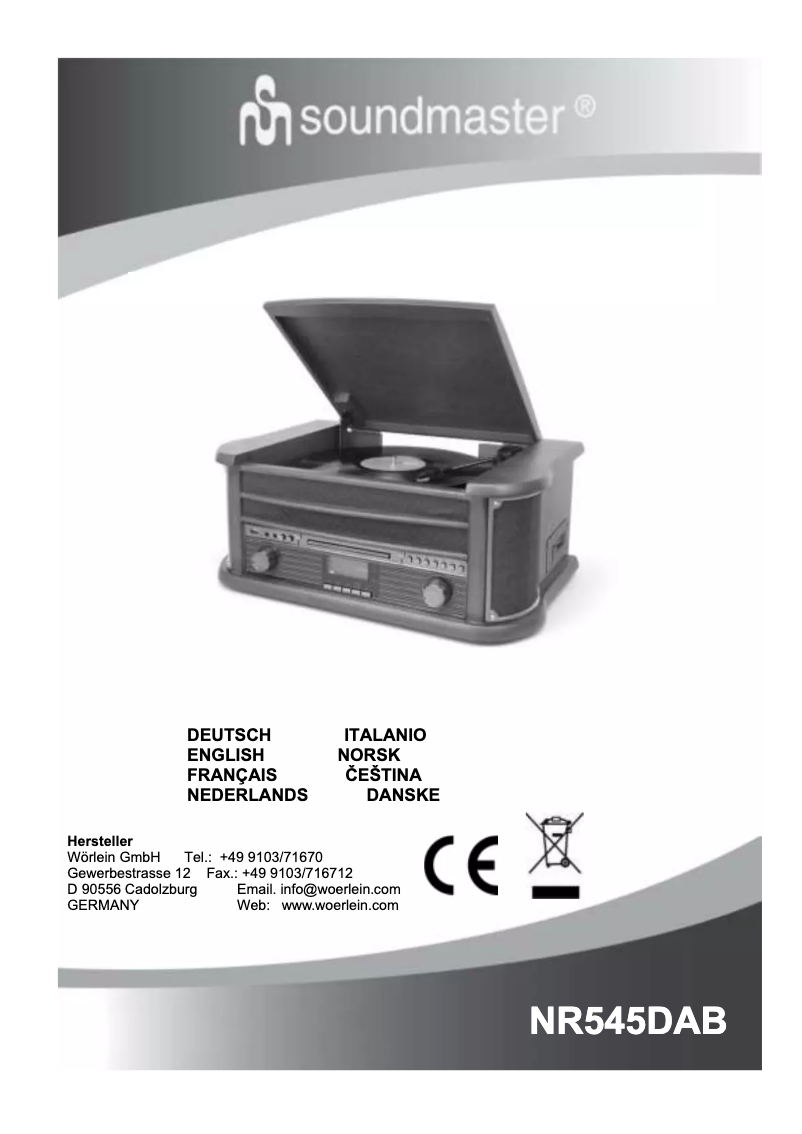 Page 1 de la notice Manuel utilisateur Soundmaster NR545 DAB+