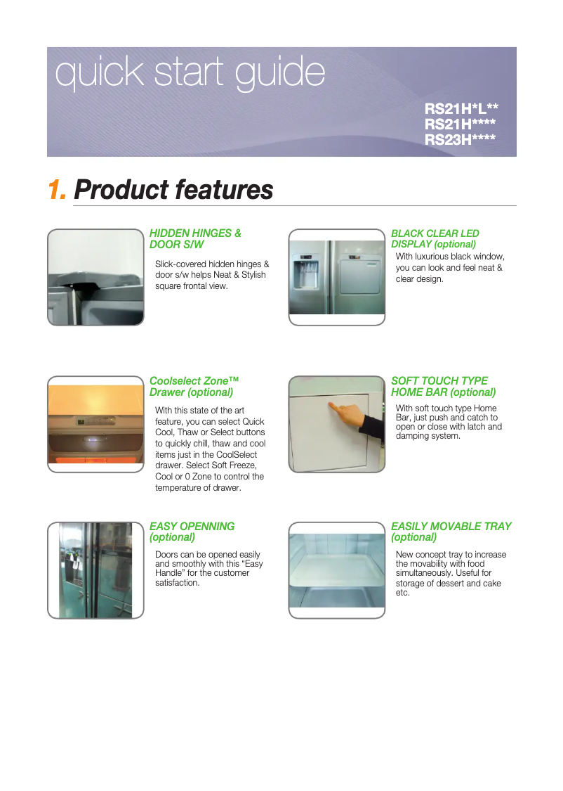 Page 1 de la notice Manuel utilisateur Samsung RS21HDUTS