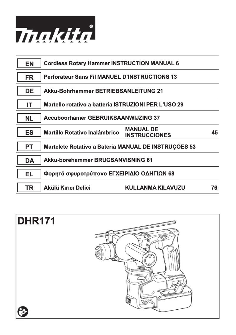 Page 1 de la notice Fiche technique Makita DHR171Z