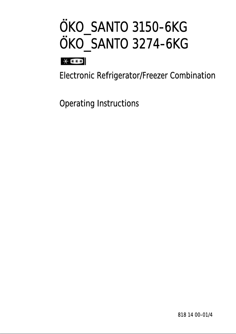 Image de la première page du manuel de l'appareil SANTO3150-6KG