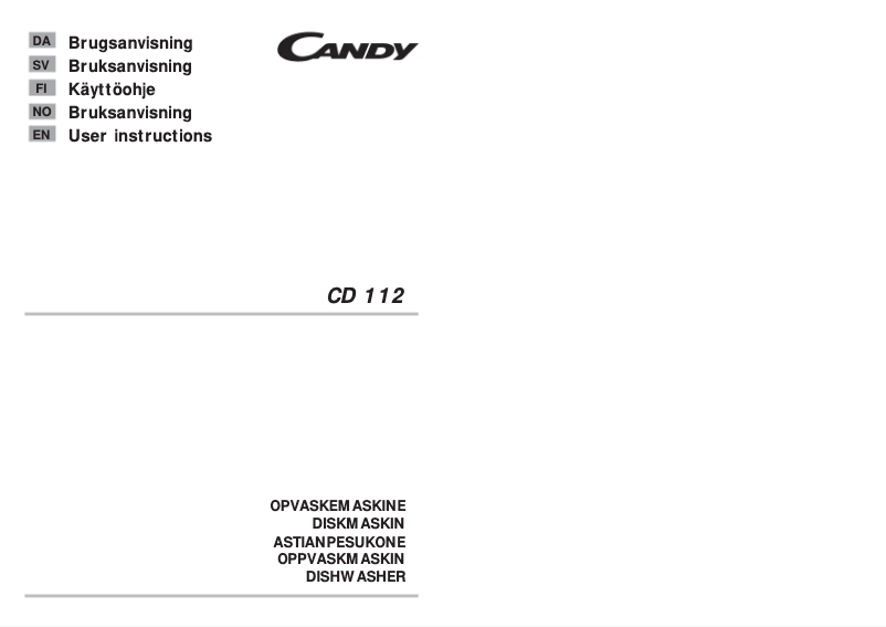 Page n°1 - Manuel utilisateur Candy CD112-86S