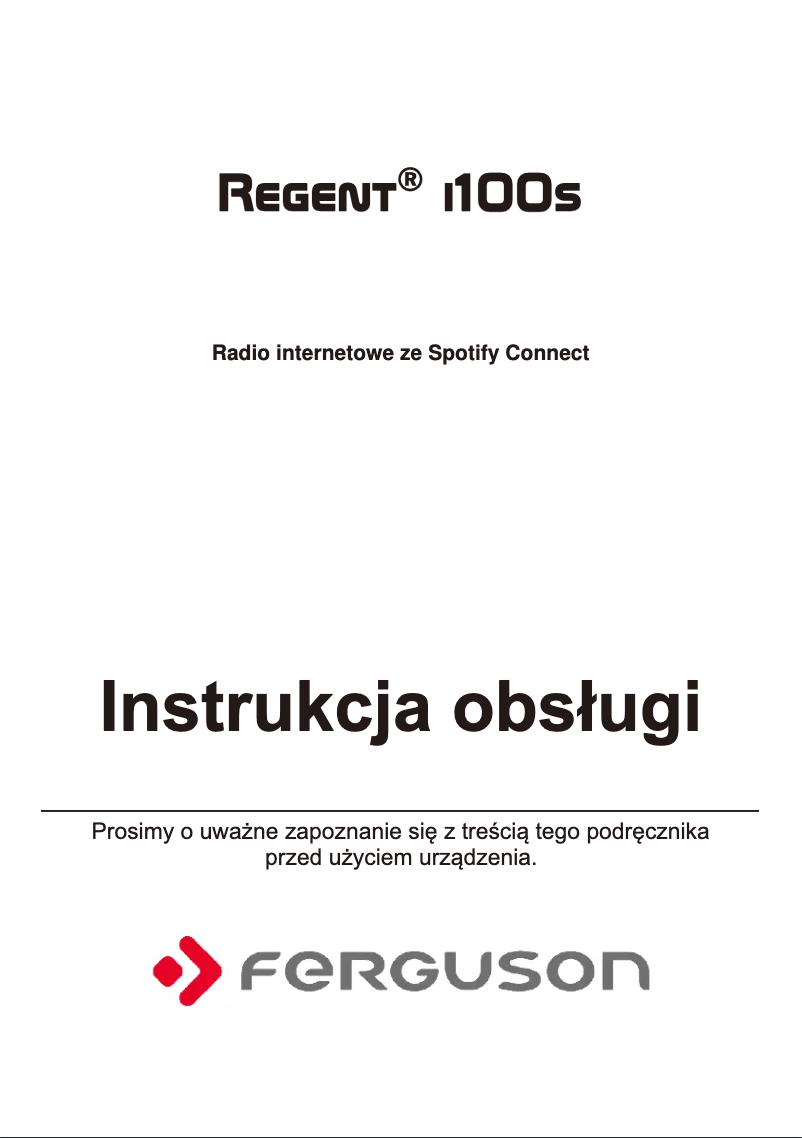 Image de la première page du manuel de l'appareil Regent i100s