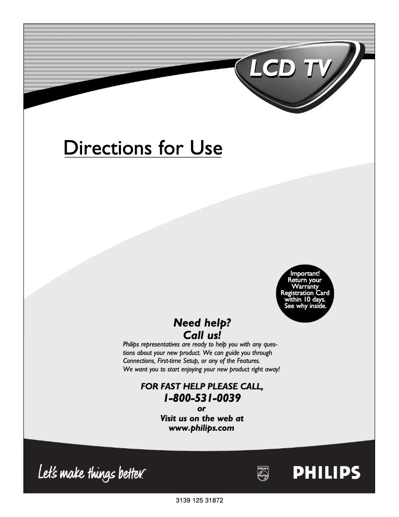 Page 1 de la notice Manuel utilisateur Philips 20PF7835