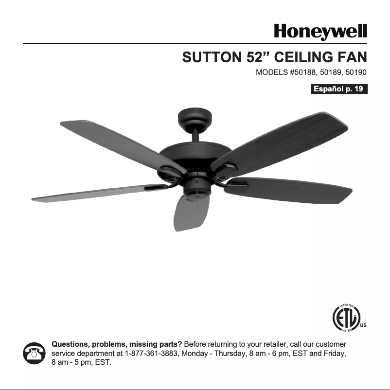 Página 1 del manual Manual de usuario Honeywell Sutton 50189