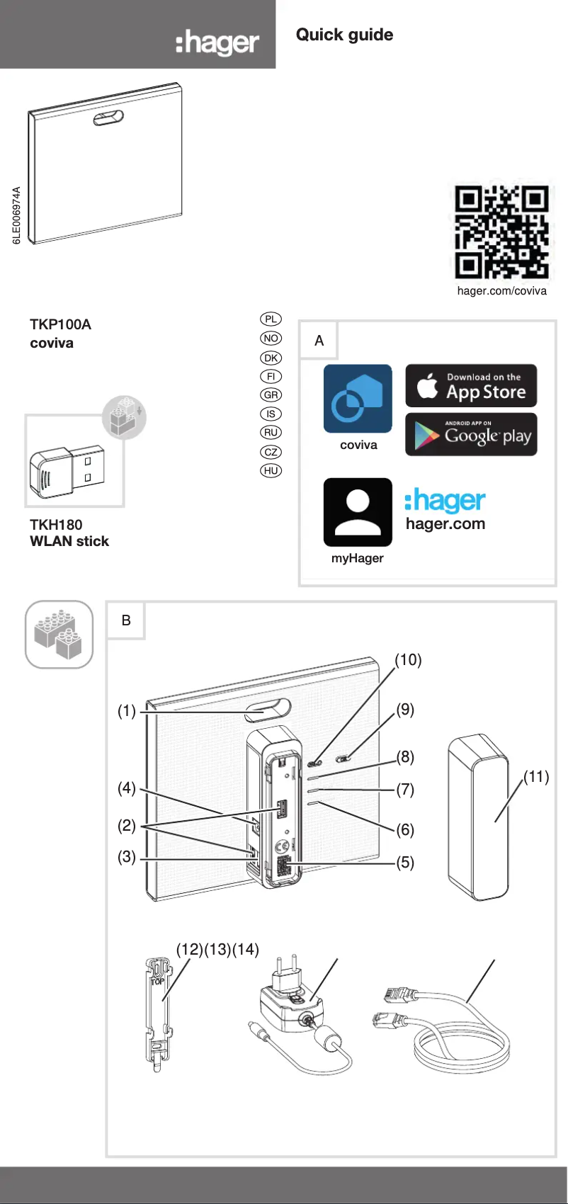 Página 1 del manual Instrucciones / montaje Hager TKP100A