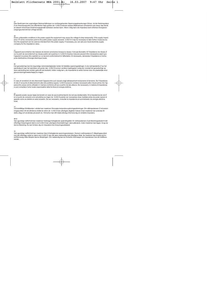 Image de la première page du manuel de l'appareil MKA 2001 E