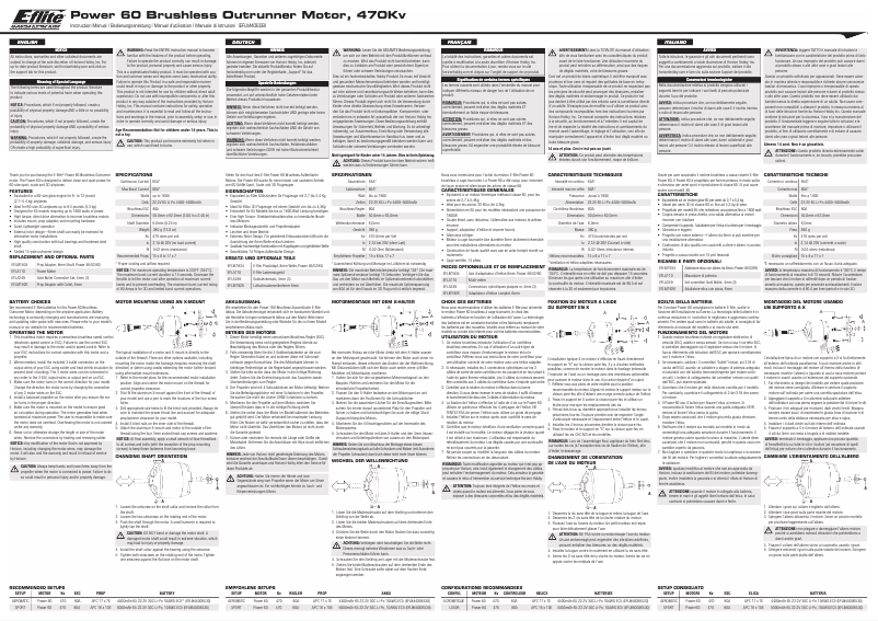 Page n°1 - Manuel utilisateur E-flite EFLM4060B