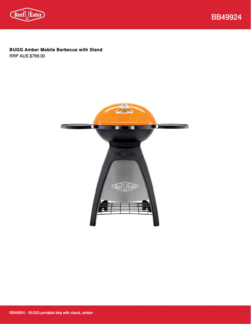 Page 1 de la notice Fiche technique BeefEater Bugg BB49924