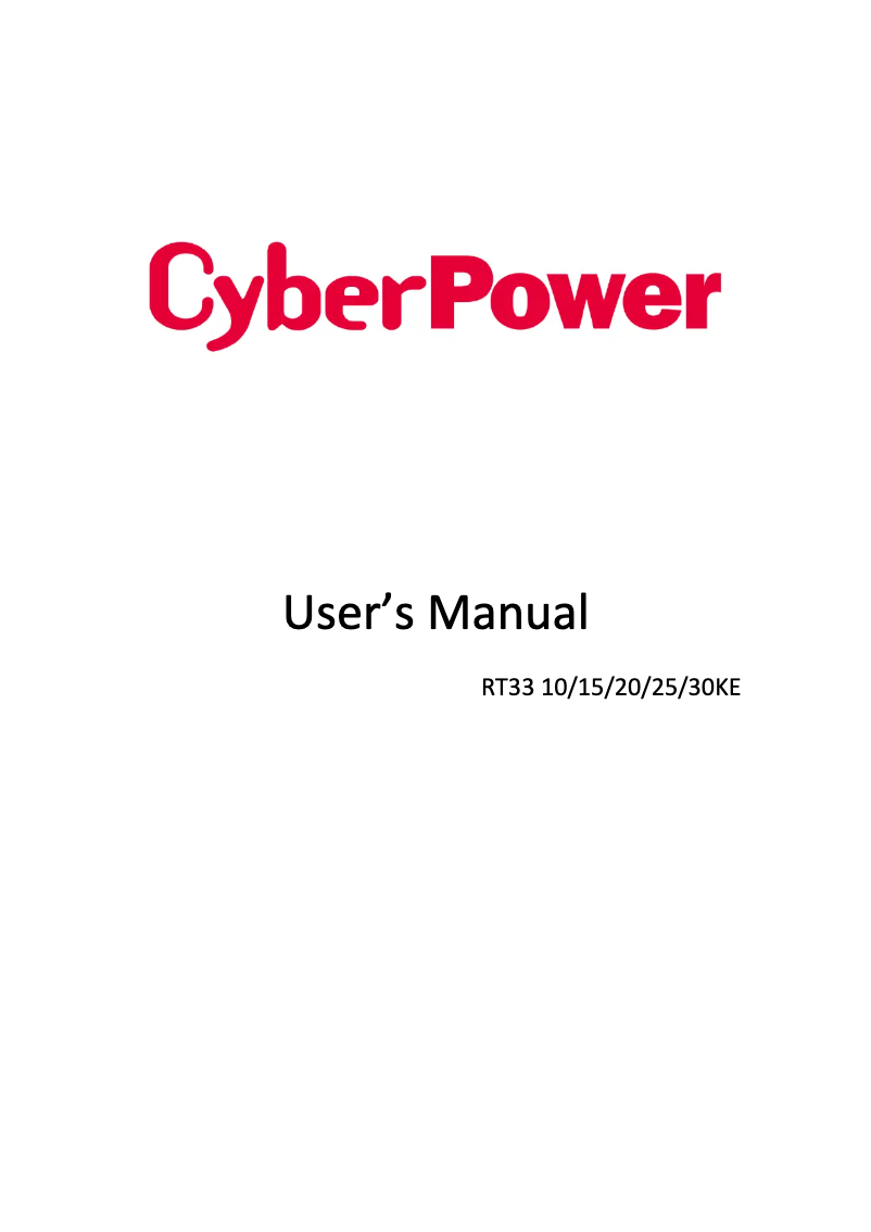 Page n°1 - Manuel utilisateur CyberPower RT33020KE