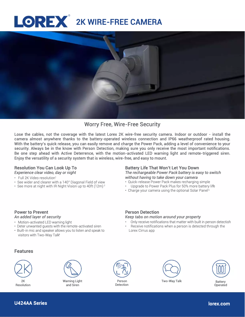Page n°1 - Fiche technique Lorex U424AA-E