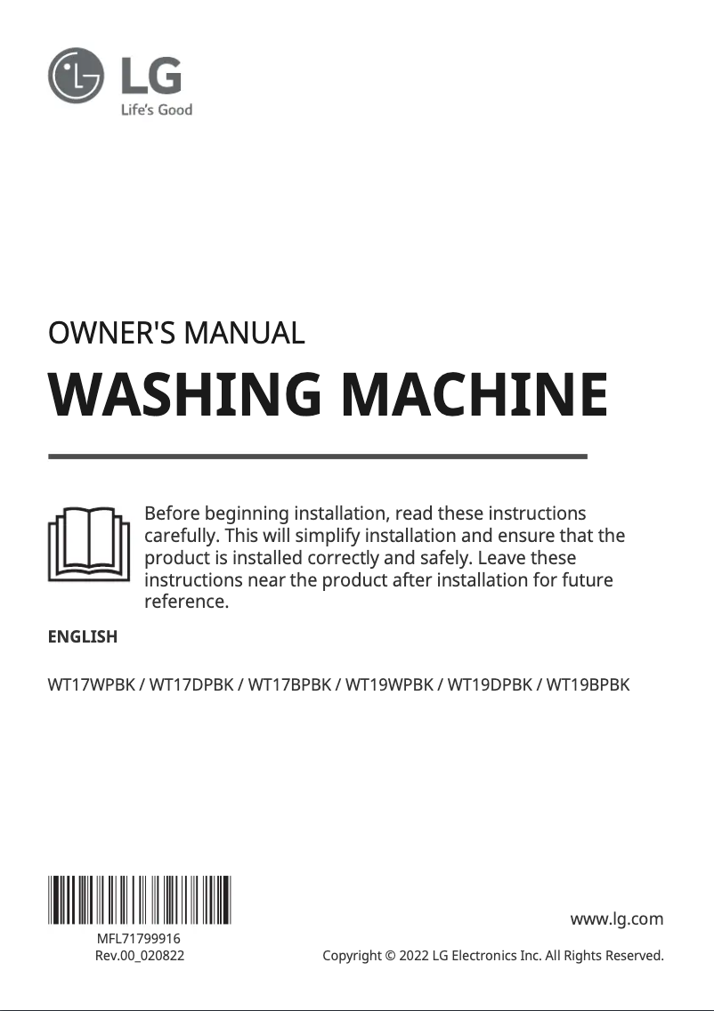 Página 1 del manual Manual de usuario LG WT19WPBK