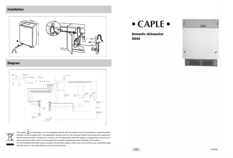 Page 1 de la notice Manuel utilisateur Caple Di604