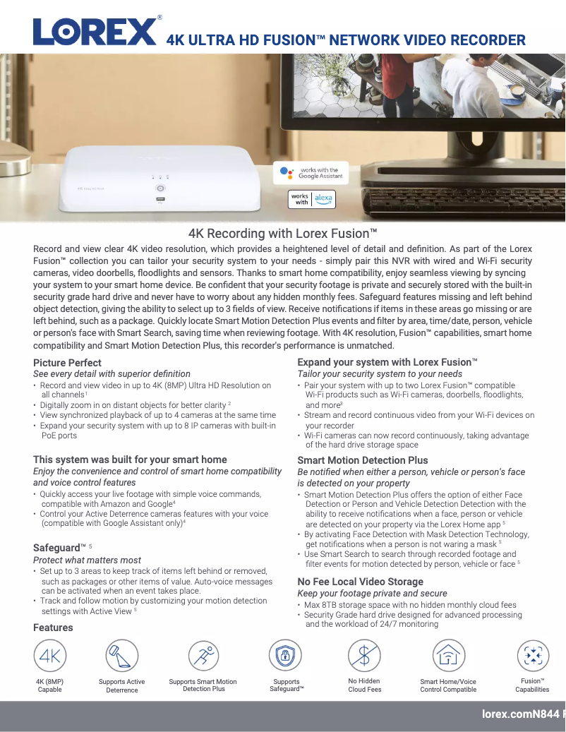 Página 1 del manual Ficha técnica Lorex TN84428AF8SK-E