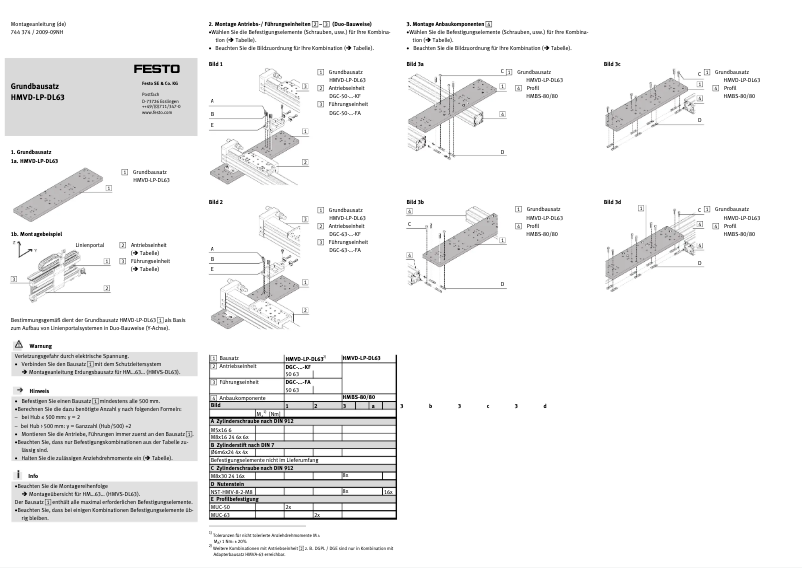Page 1 de la notice Manuel utilisateur Festo HMVD-LP-DL63