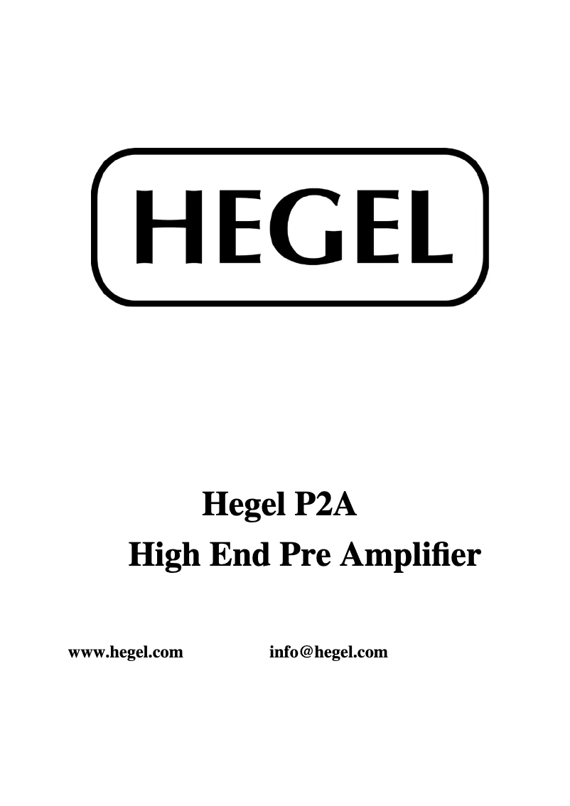 Page 1 de la notice Manuel utilisateur Hegel P2A